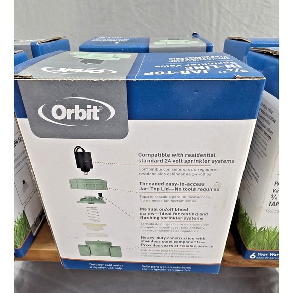 6 Pack! Orbit 57460 Heavy Duty 3/4" Jar-Top In-Line Sprinkler Valve New in Box - Picture 4 of 9